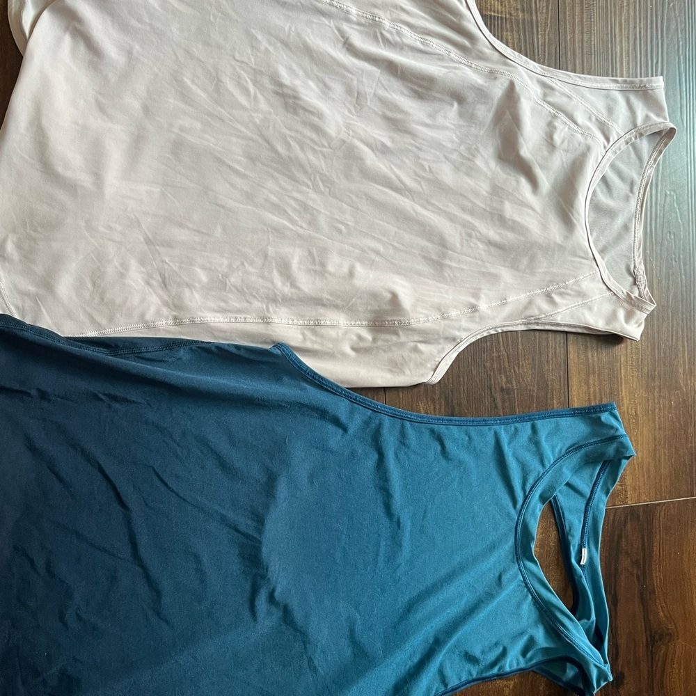 Women's Sleeveless Tops - Blue and Cream
